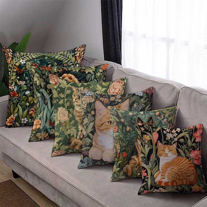exclusive cat print cushion cases  and throws pillows for living room