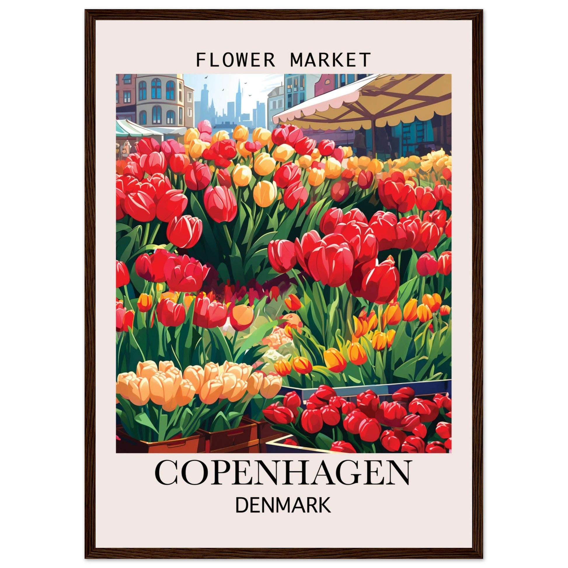 Flower Market Print, Copenhagen - Framed Poster, Denmark, Flower Market, Flower Market - Copenhagen, #illieeart