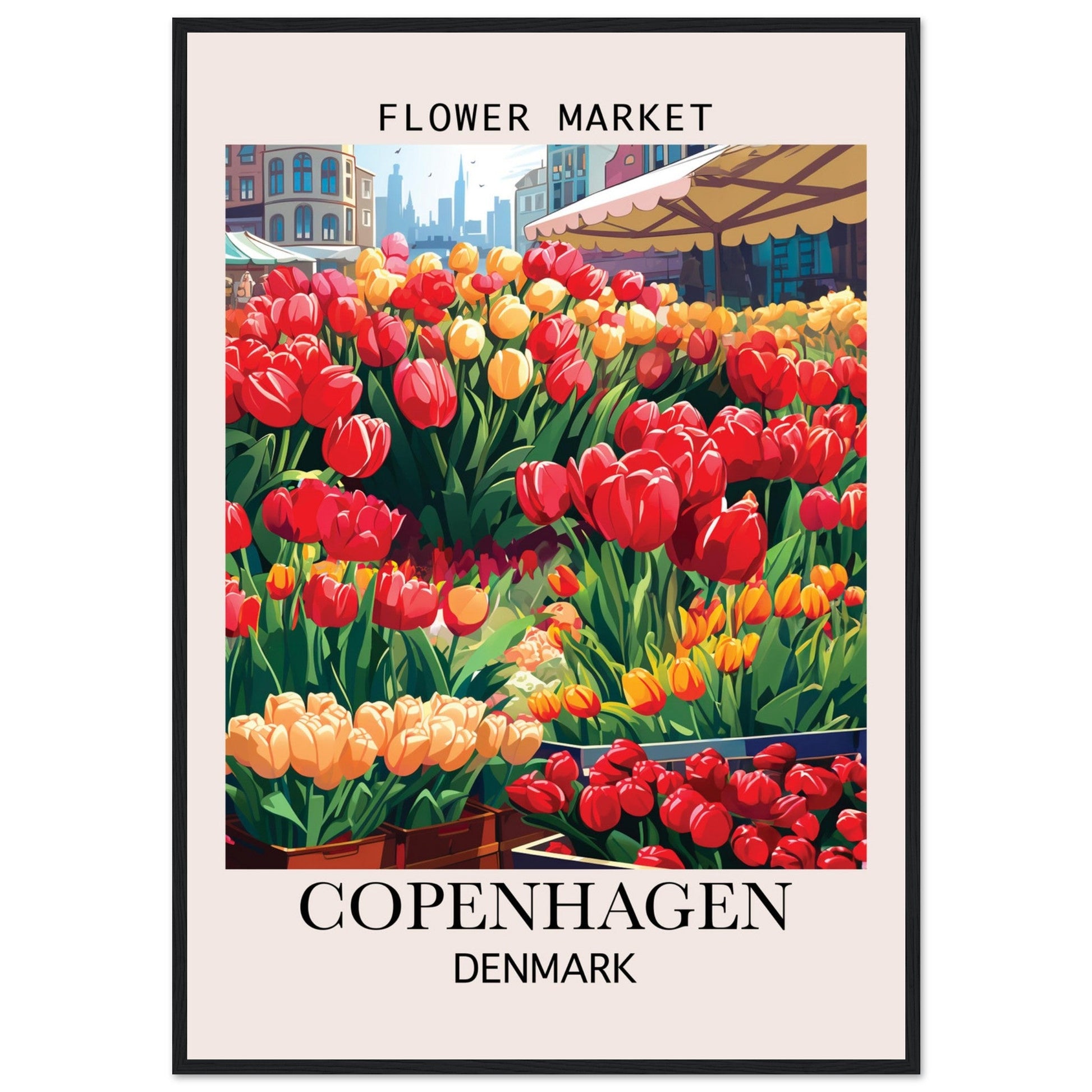 Flower Market Print, Copenhagen - Framed Poster, Denmark, Flower Market, Flower Market - Copenhagen, #illieeart