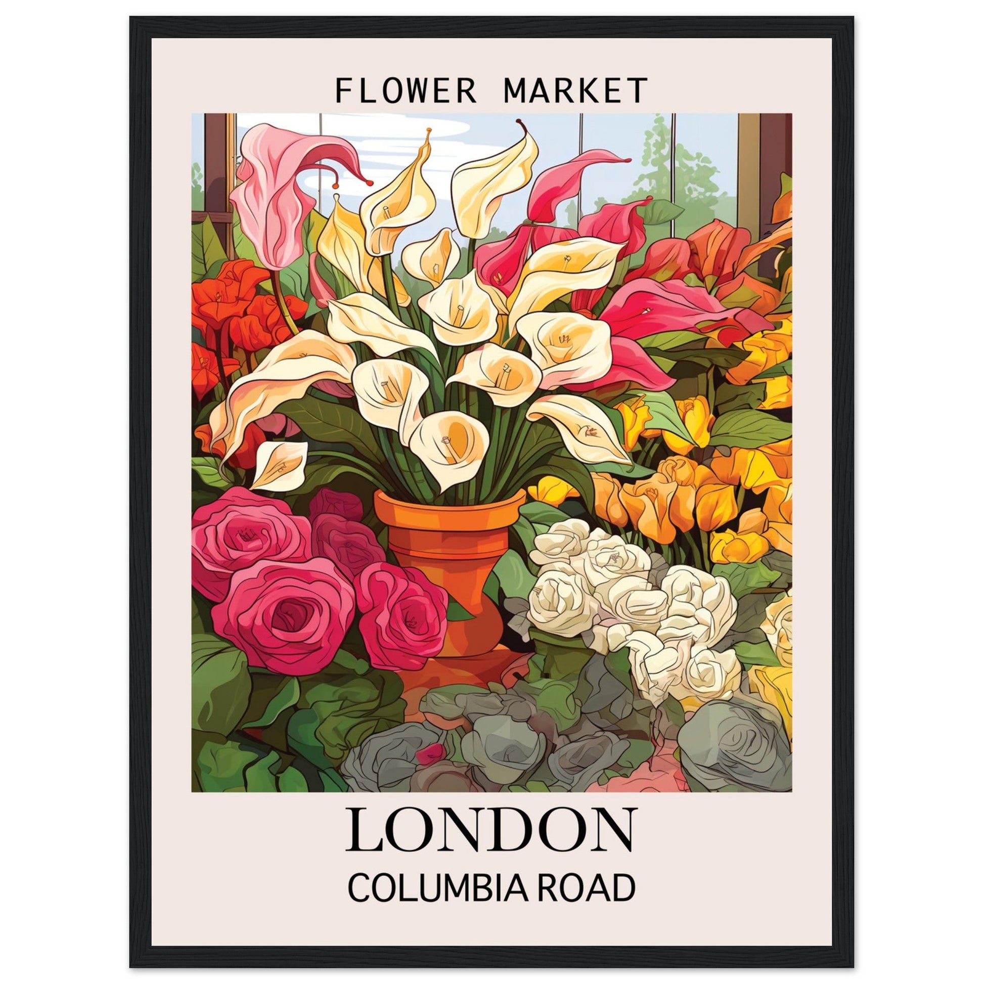 Flower Market Print, London - Framed Poster, Columbia Road, Flower Market, London, #illieeart