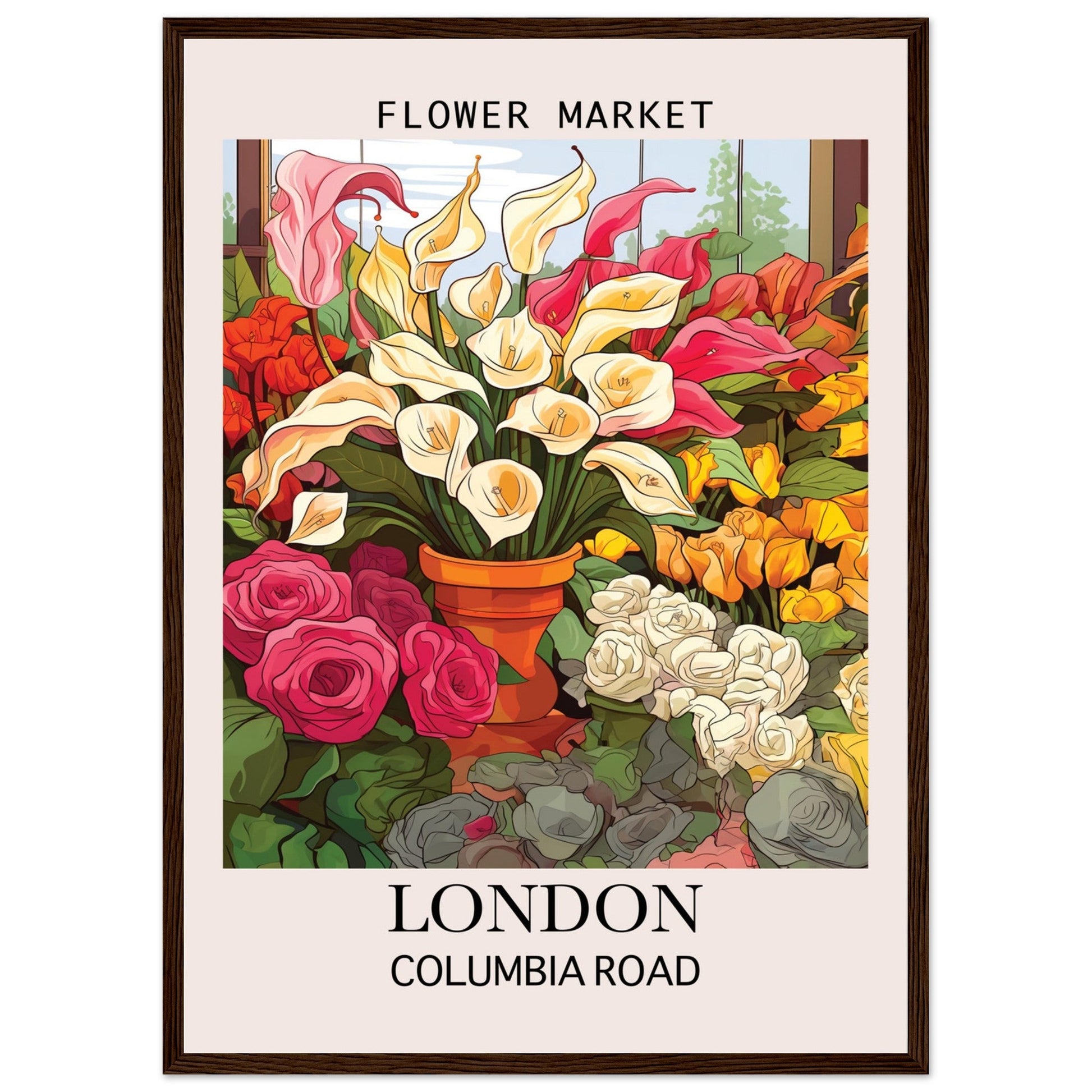 Flower Market Print, London - Framed Poster, Columbia Road, Flower Market, London, #illieeart