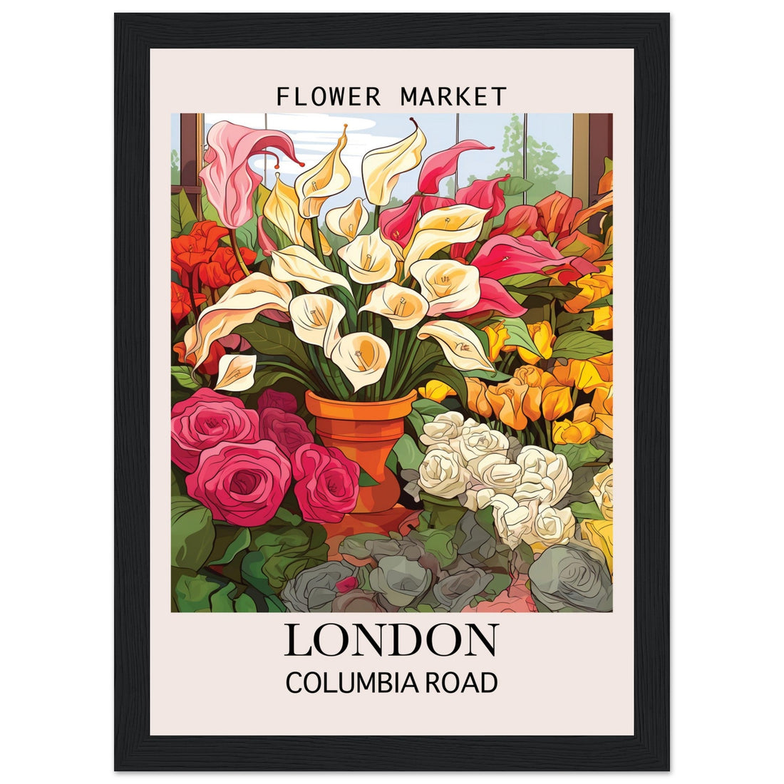 Flower Market Print, London - Framed Poster, Columbia Road, Flower Market, London, #illieeart