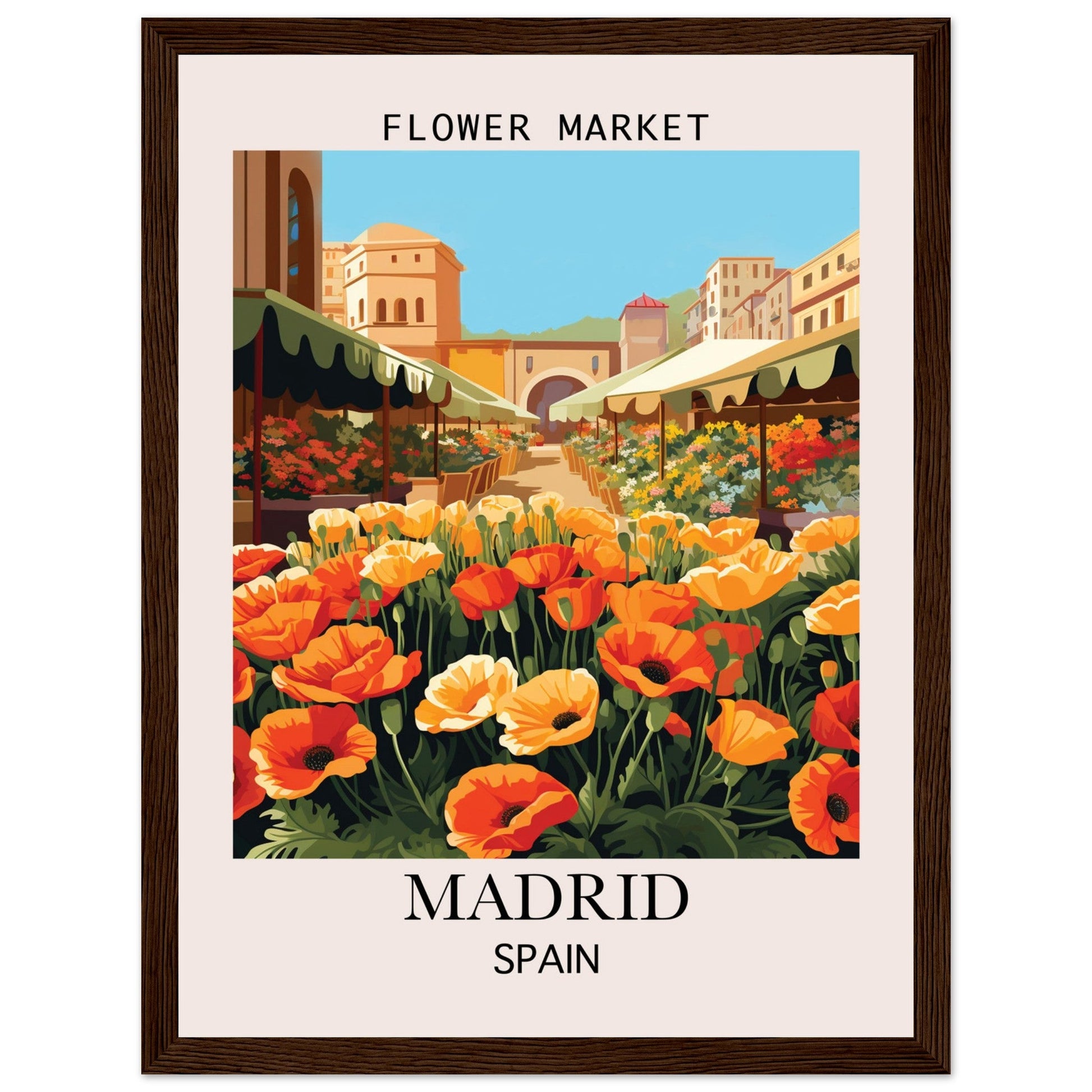 Flower Market Print, Madrid - Framed Poster, Flower Market, Flower market Spain, Madrid, #illieeart