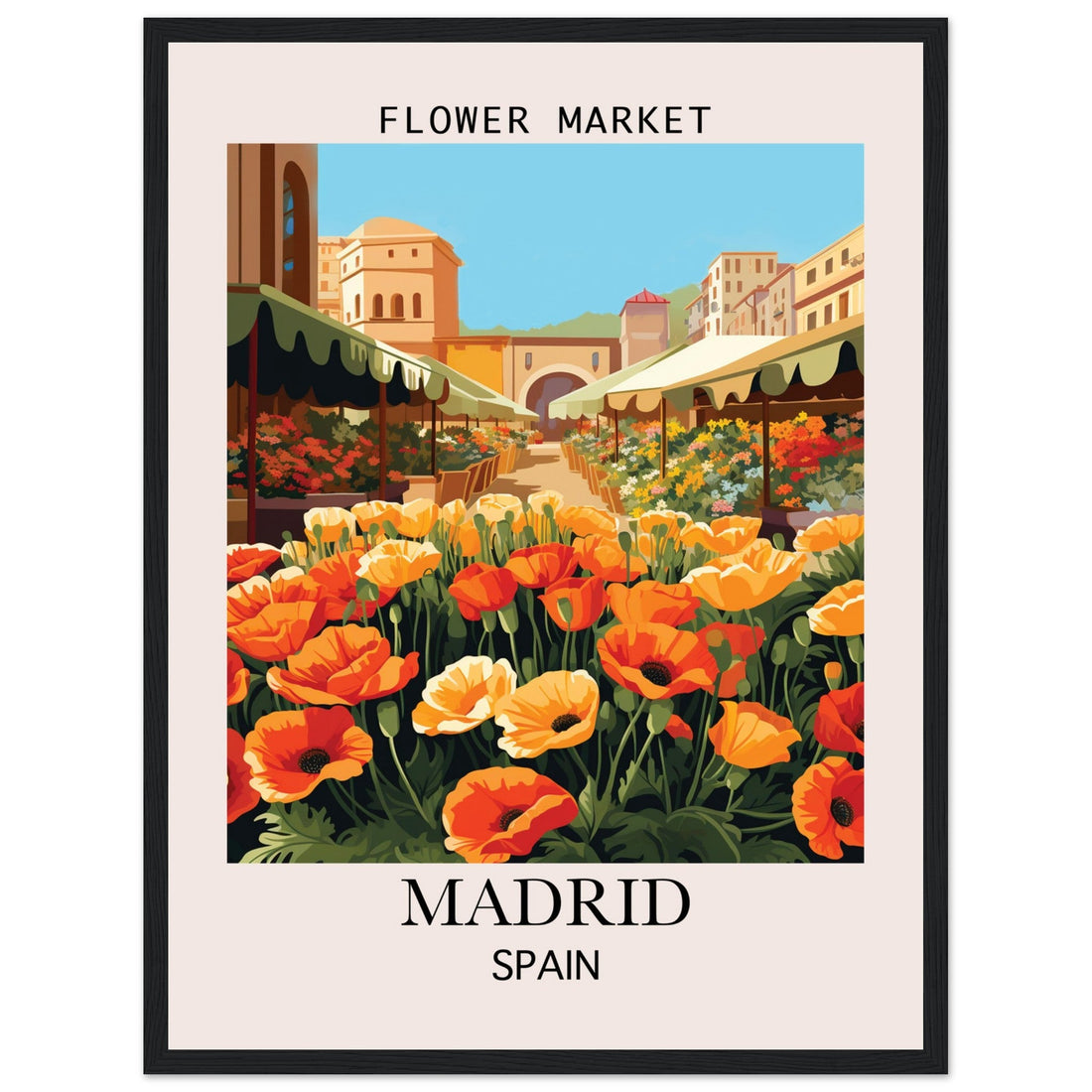 Flower Market Print, Madrid - Framed Poster, Flower Market, Flower market Spain, Madrid, #illieeart