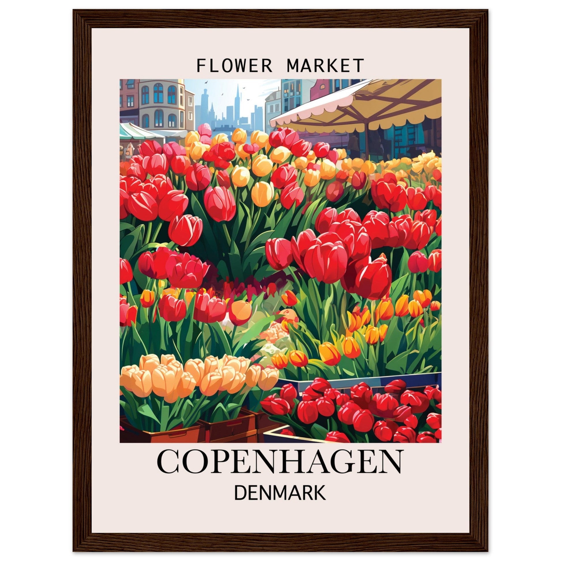 Flower Market Print, Copenhagen - Framed Poster, Denmark, Flower Market, Flower Market - Copenhagen, #illieeart