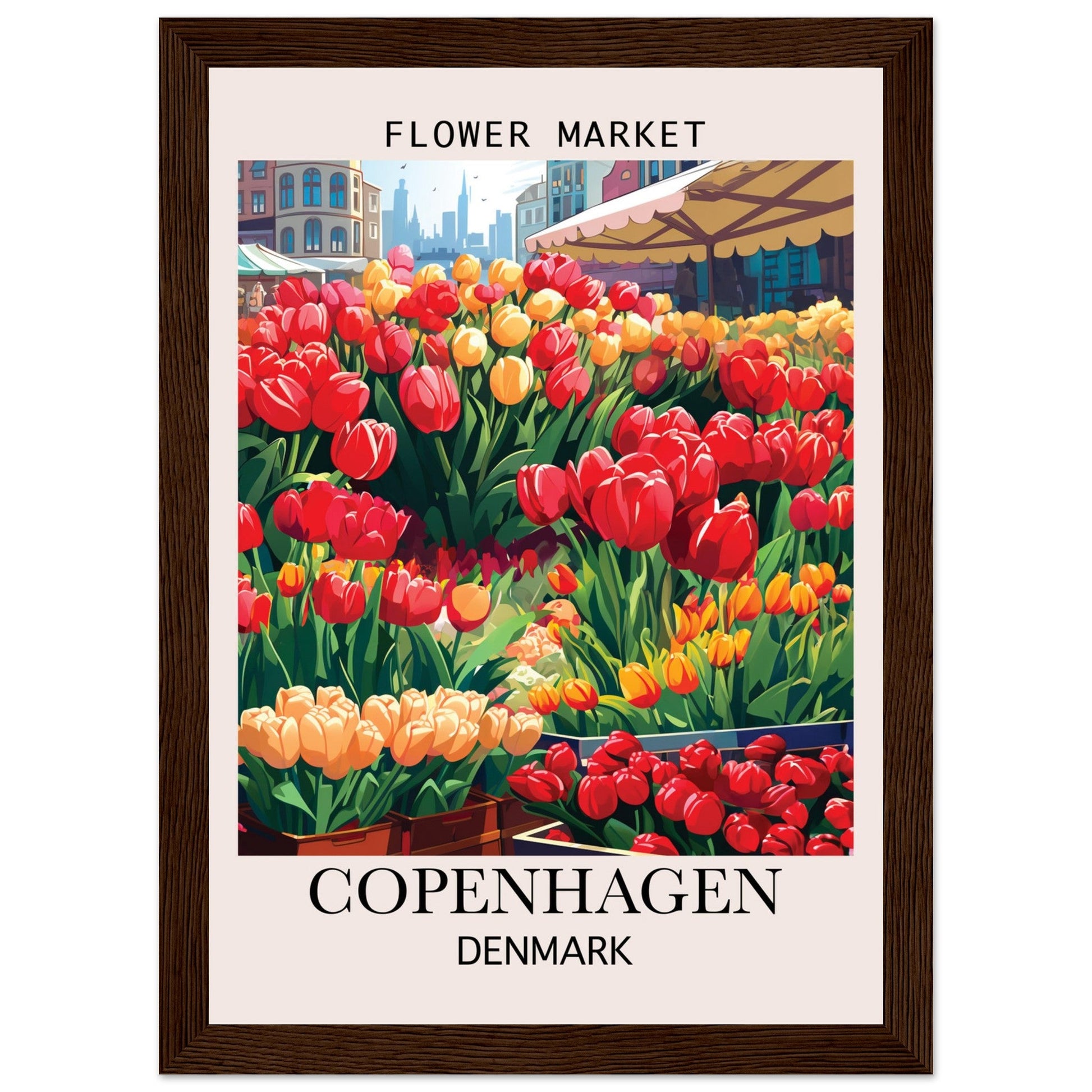 Flower Market Print, Copenhagen - Framed Poster, Denmark, Flower Market, Flower Market - Copenhagen, #illieeart