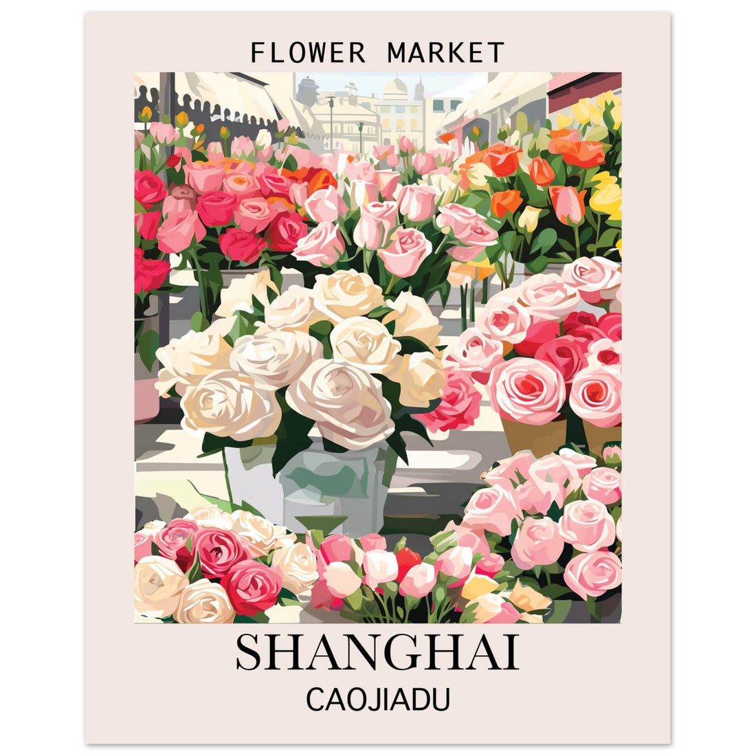 Flower Market Shanghai, floral poster, Flower Market, Shanghai, #illieeart