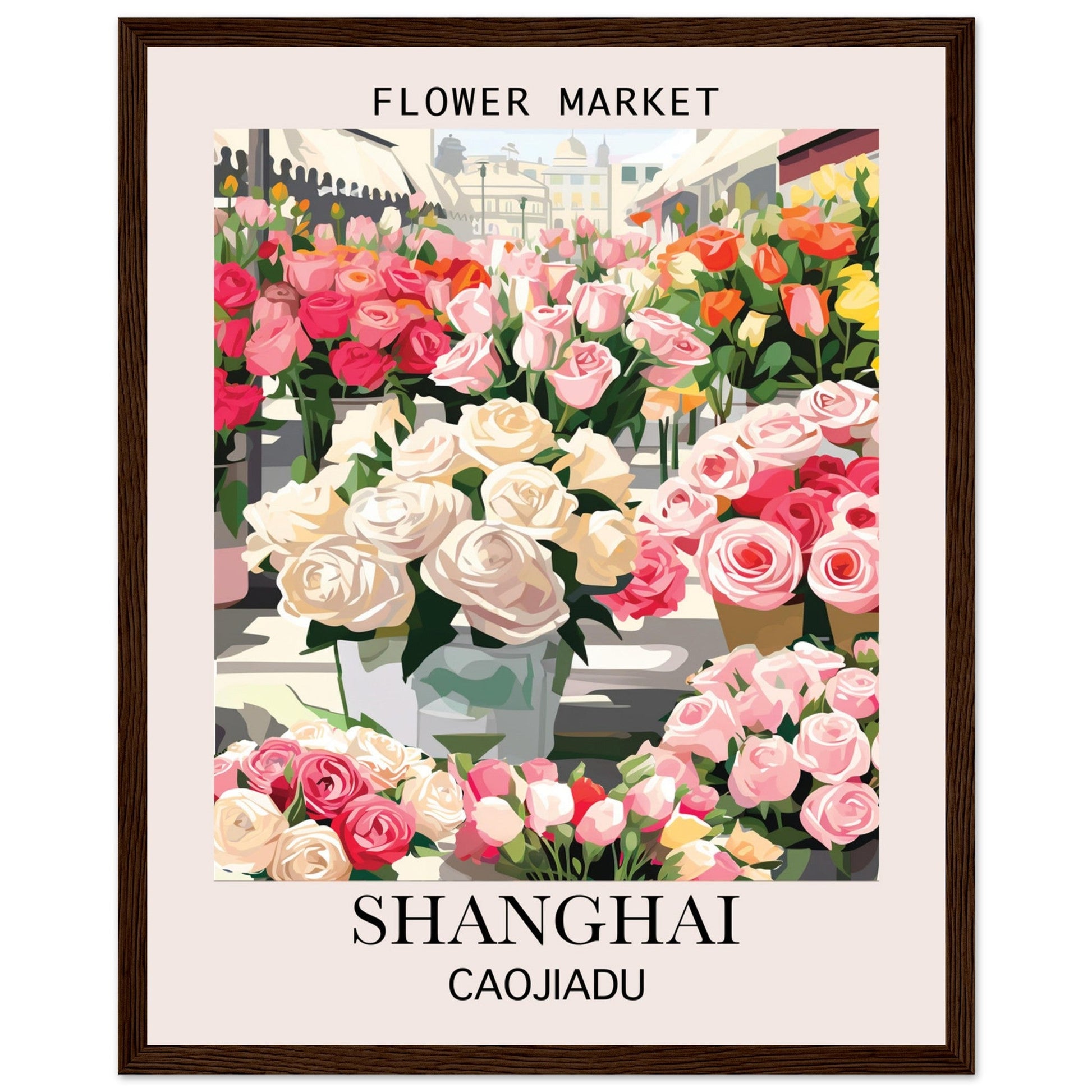 Flower Market Print, Shanghai - Framed Poster, floral poster, Flower Market, Shanghai, #illieeart