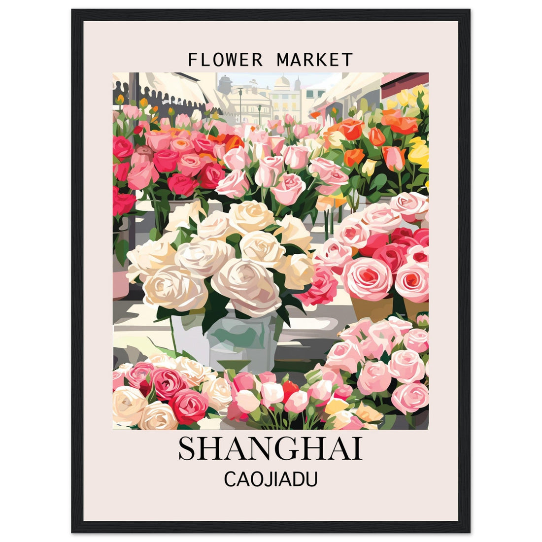 Flower Market Print, Shanghai - Framed Poster, floral poster, Flower Market, Shanghai, #illieeart