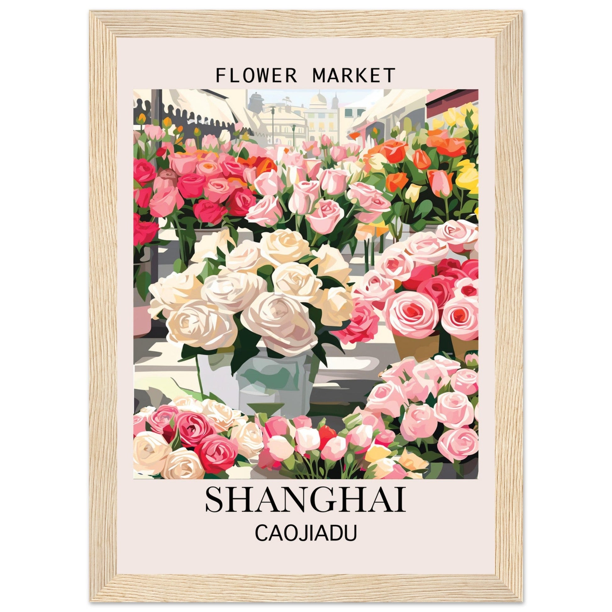 Flower Market Print, Shanghai - Framed Poster, floral poster, Flower Market, Shanghai, #illieeart