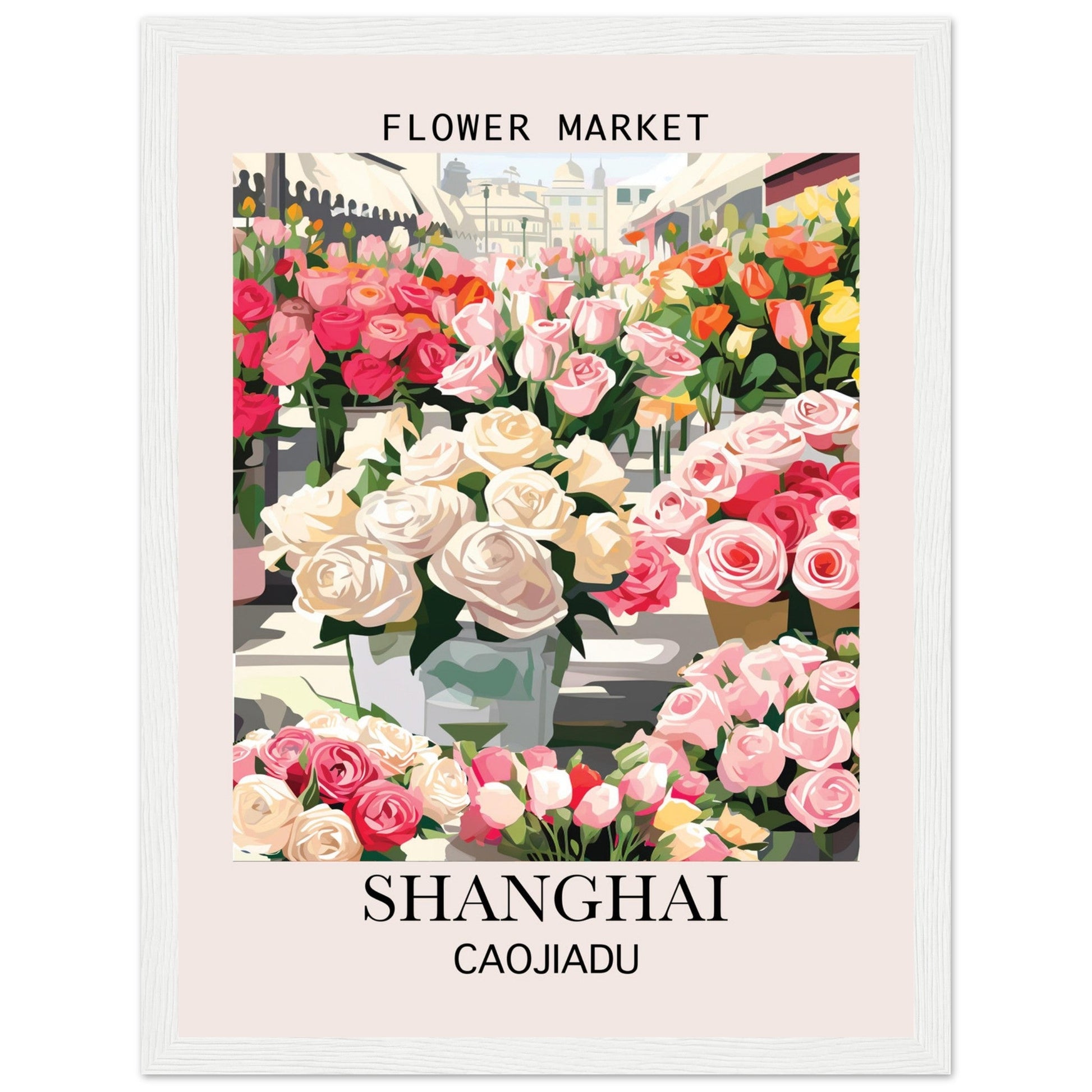 Flower Market Print, Shanghai - Framed Poster, floral poster, Flower Market, Shanghai, #illieeart