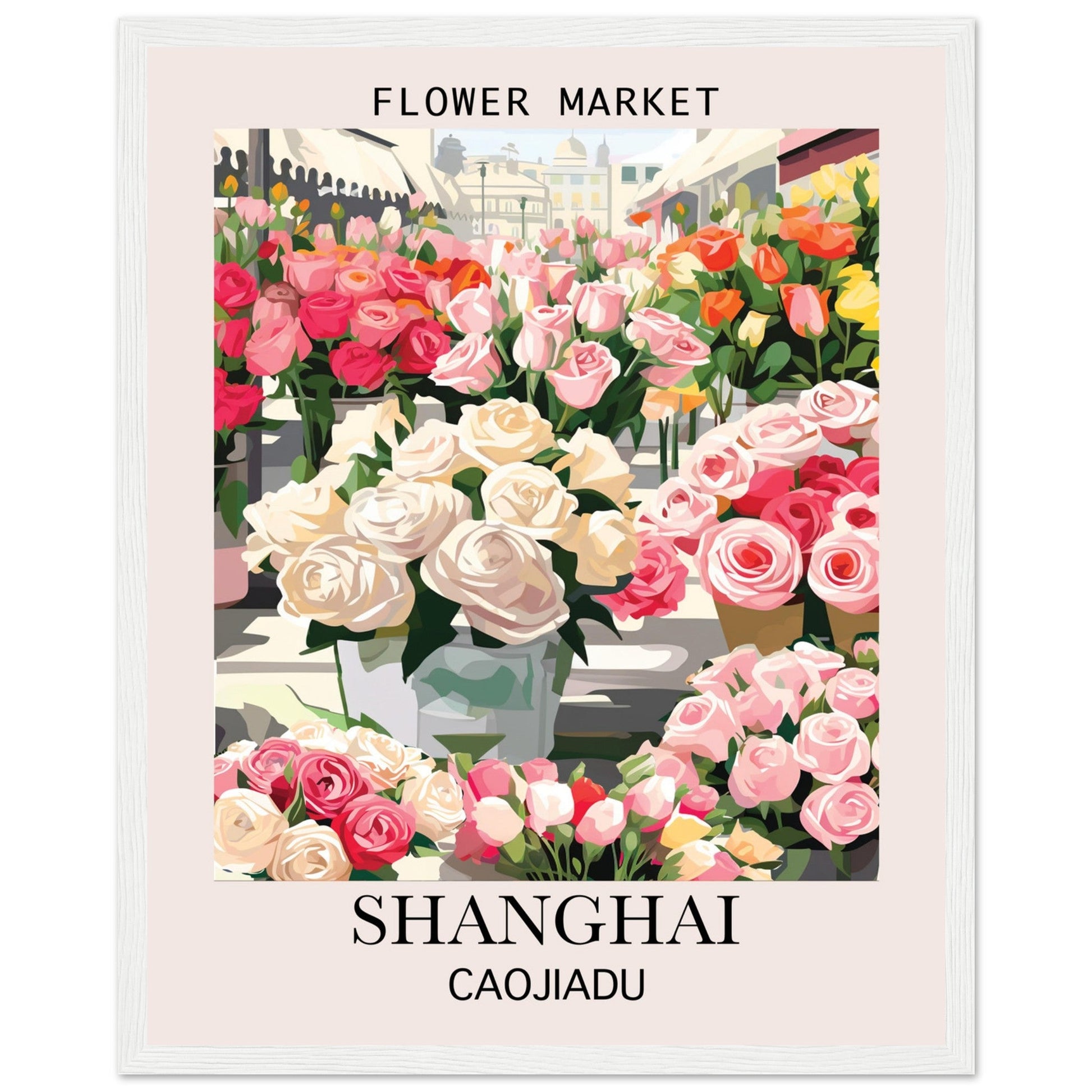 Flower Market Print, Shanghai - Framed Poster, floral poster, Flower Market, Shanghai, #illieeart