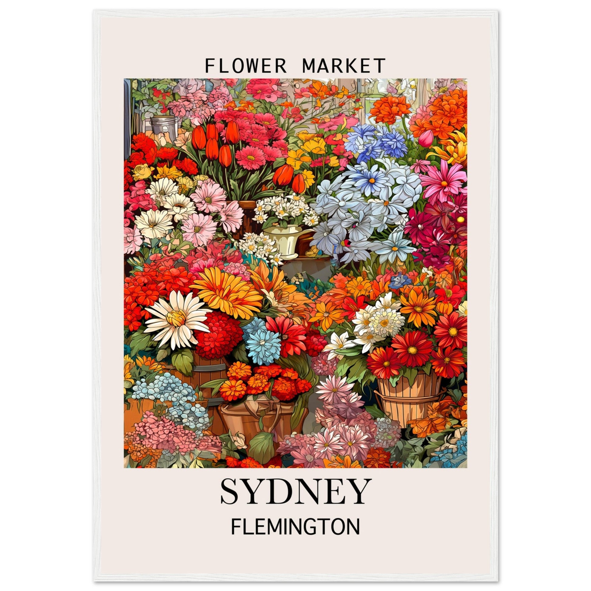 Flower Market, Sydney - Framed Poster, Flower Market, Framed Art print, Sydney, #illieeart