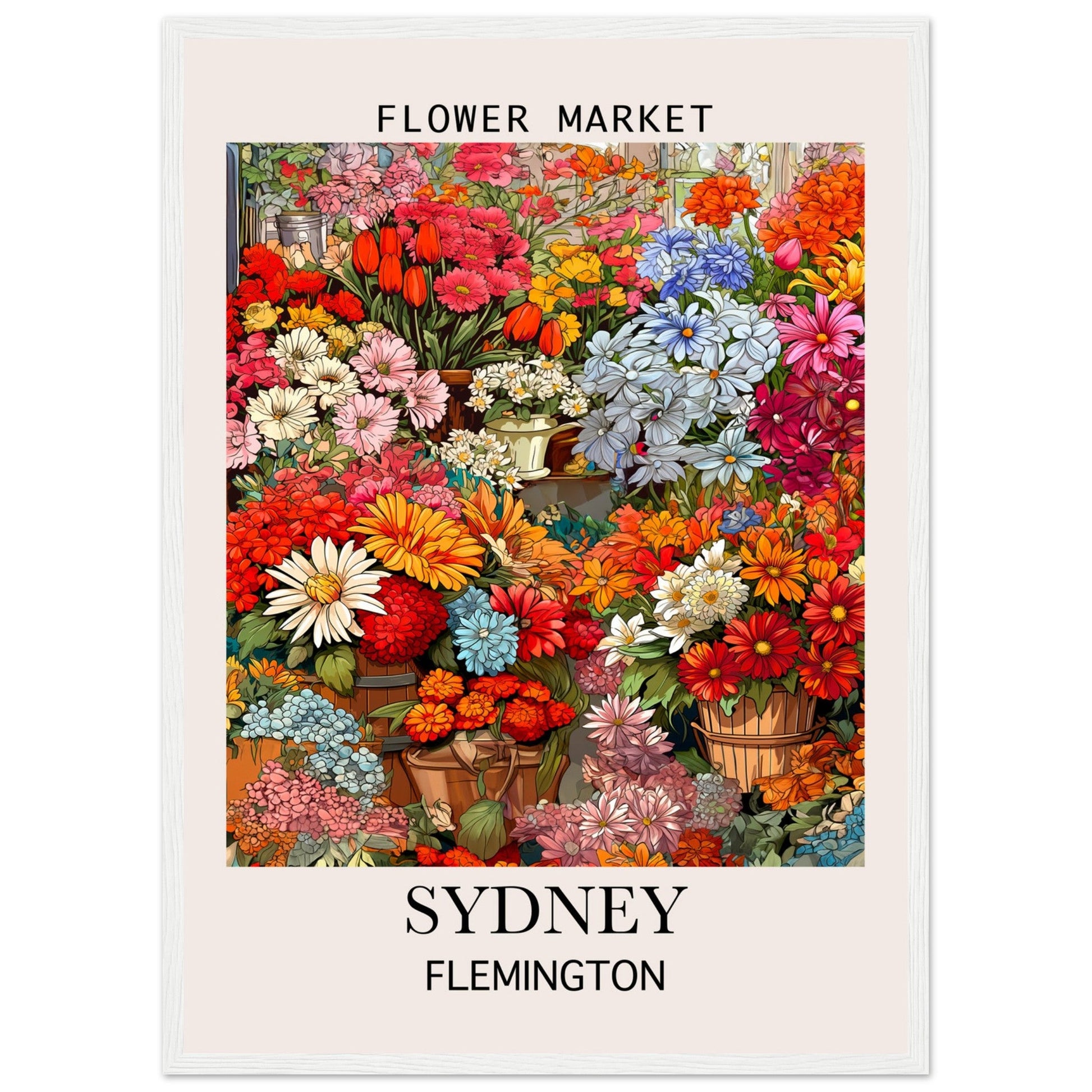 Flower Market, Sydney - Framed Poster, Flower Market, Framed Art print, Sydney, #illieeart