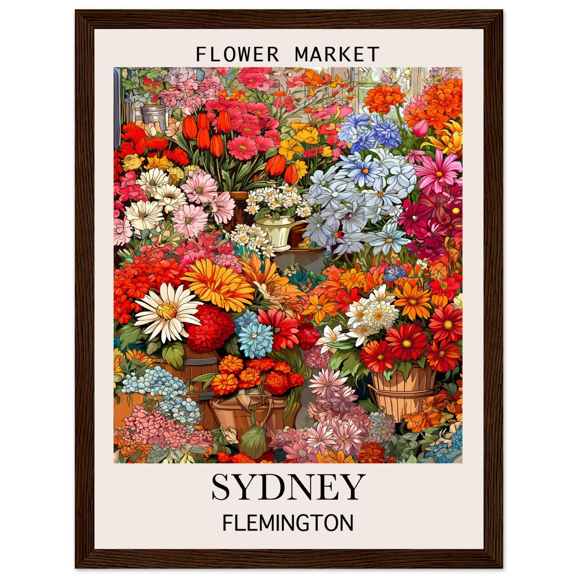 Flower Market, Sydney - Framed Poster, Flower Market, Framed Art print, Sydney, #illieeart