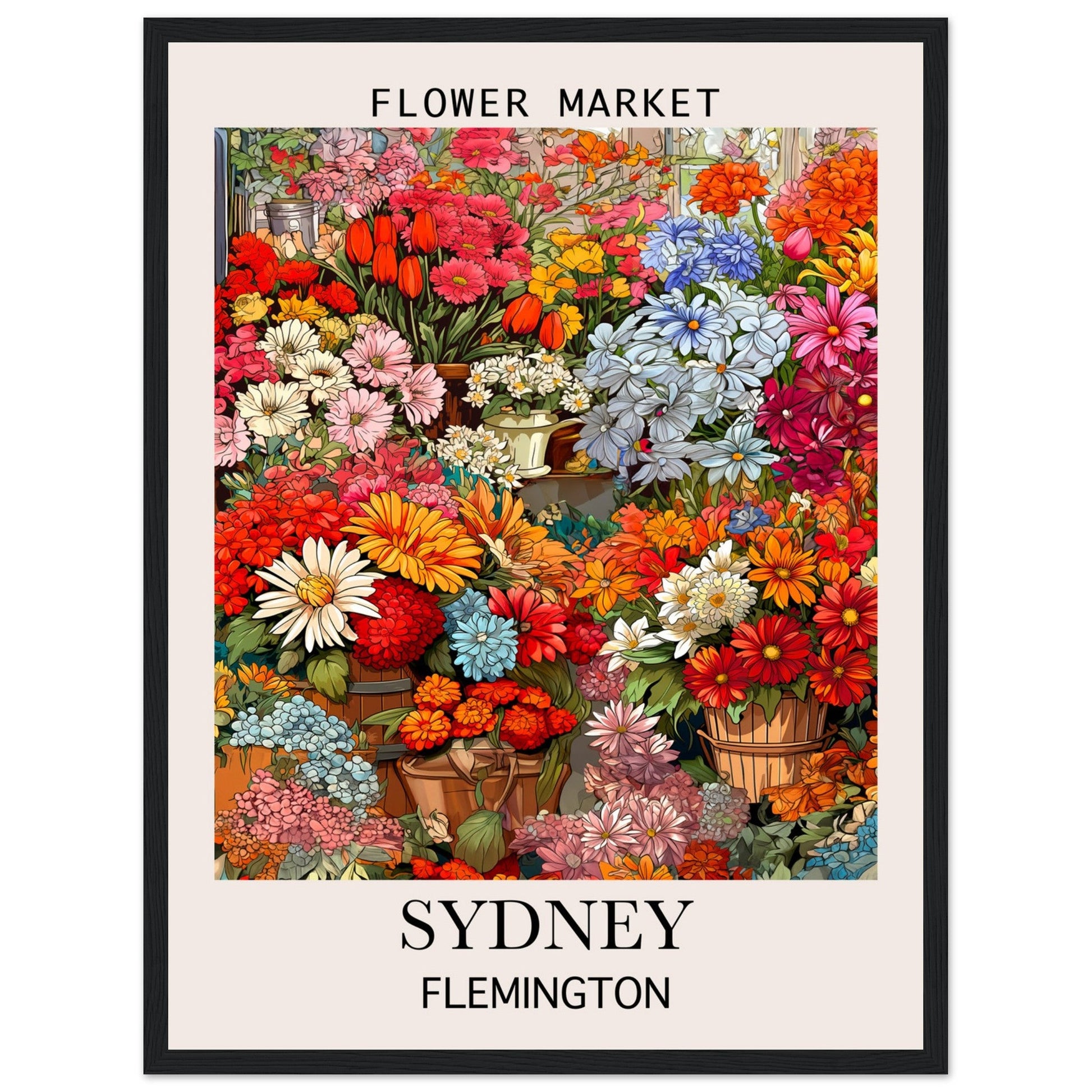 Flower Market, Sydney - Framed Poster, Flower Market, Framed Art print, Sydney, #illieeart