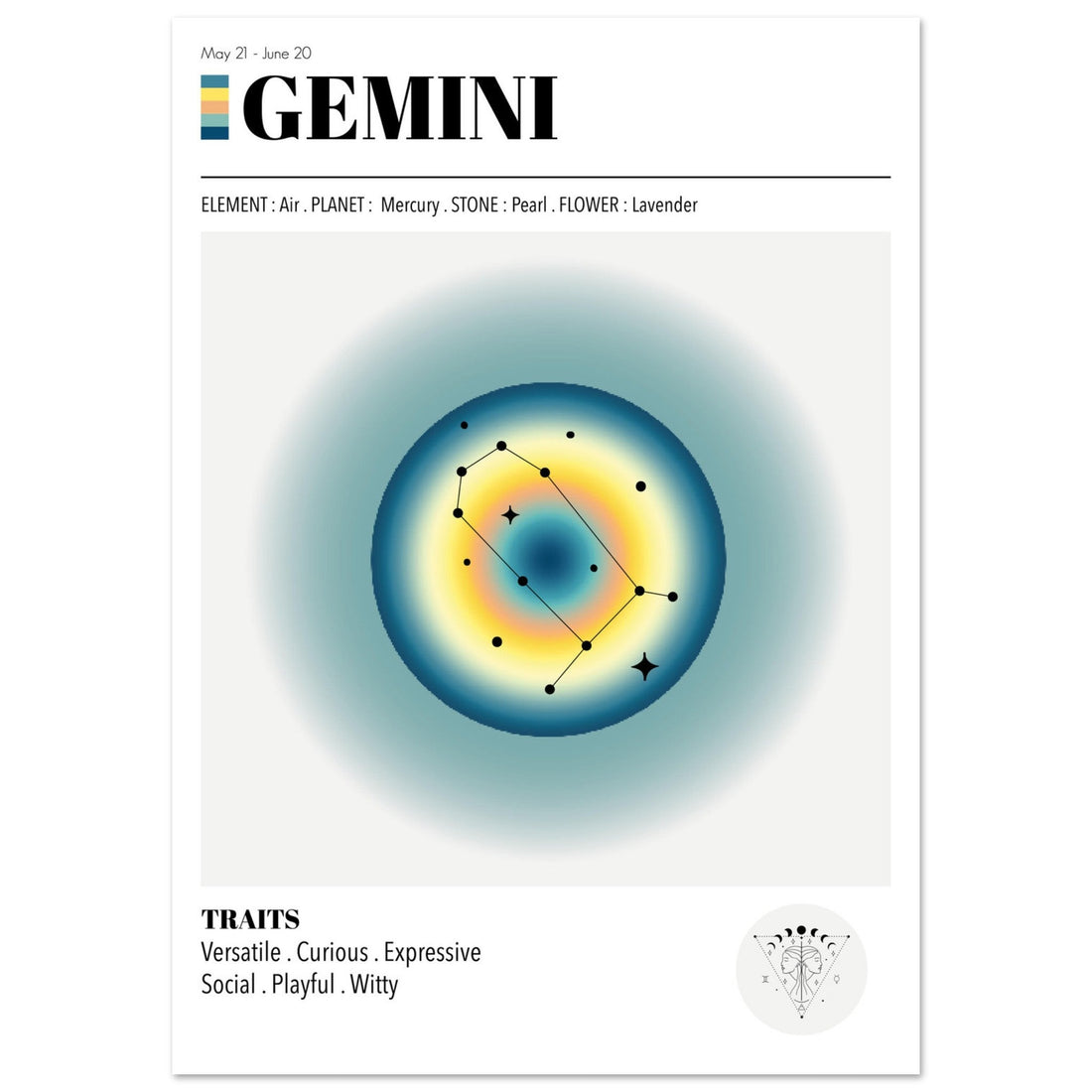 Gemini - Zodiac Sign, Gemini Aura, Gemini Zodiac, Zodiac Sign Print, #illieeart