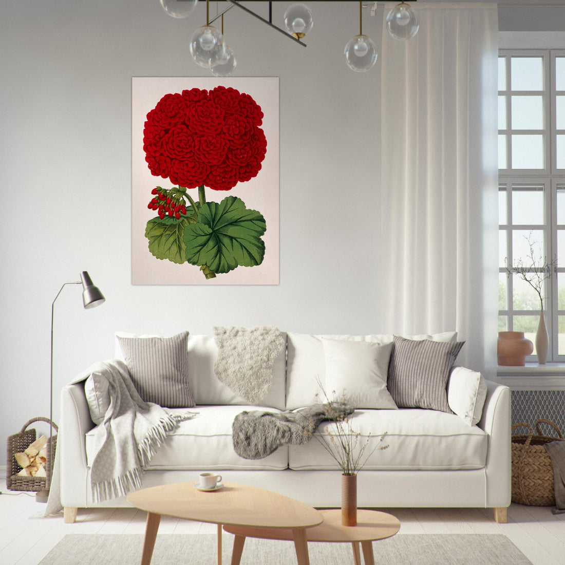 Geraniums - Vintage, red, Red Geranium Wall Art, Vintage Art print, #illieeart