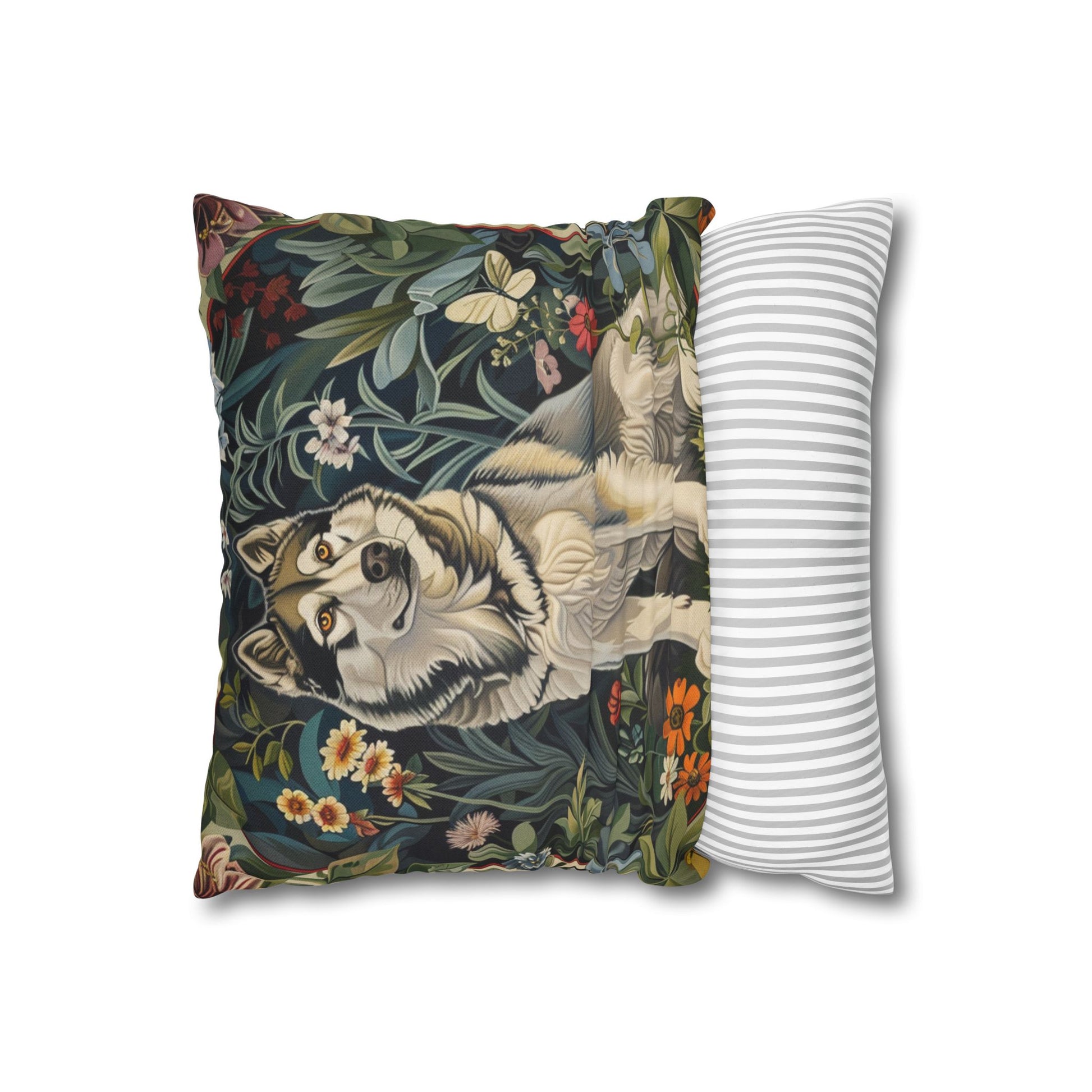 German Shepard pillow case, william morris vintage style dog  and floral botanical print, for home decor