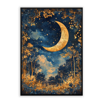 Golden Moon Print Woodland Wall Art