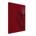 Framed crimson red Lord Hanuman canvas wall art, minimalist line art print for modern spiritual living spaces and yoga studios