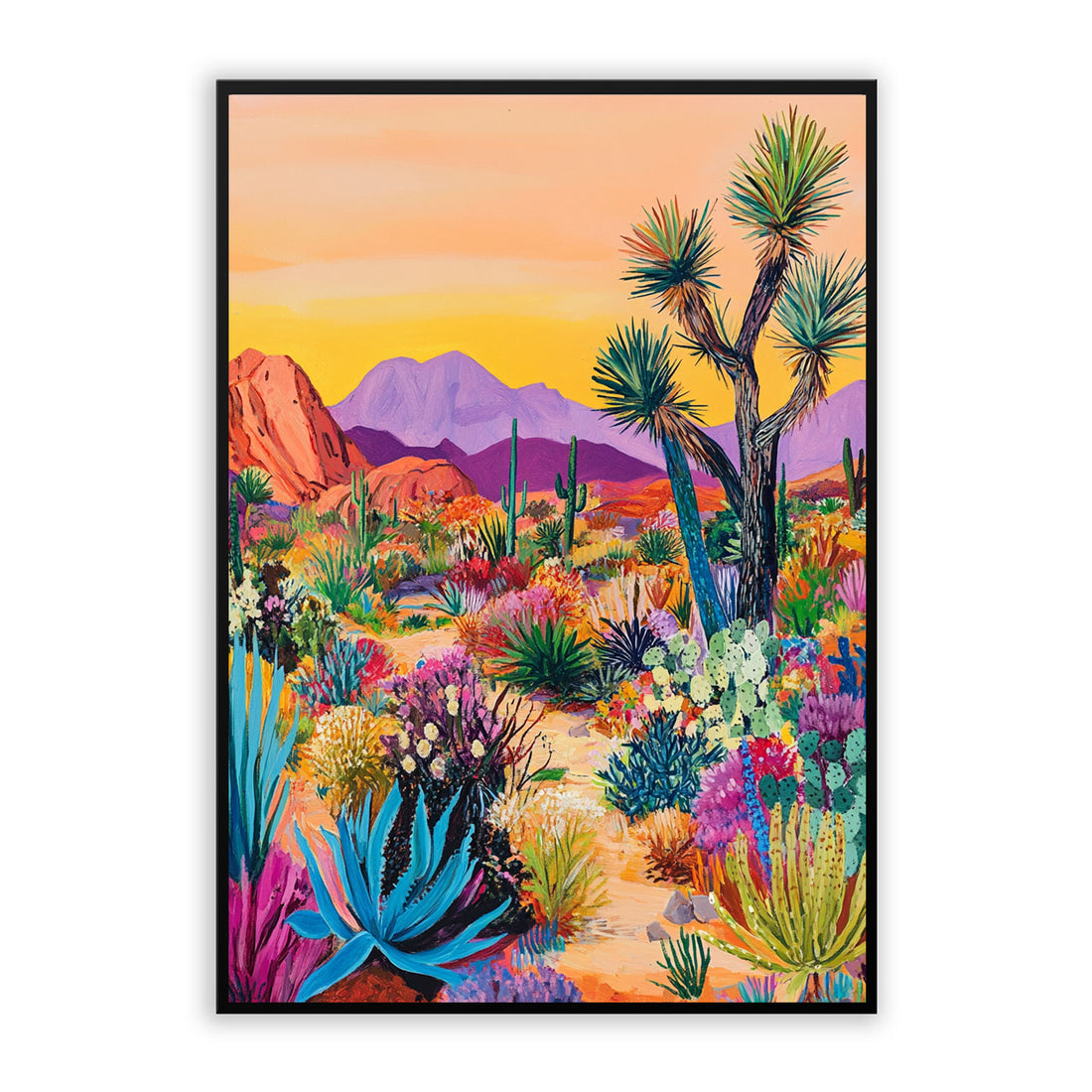joshua tree desert garden wall art colorful landscape