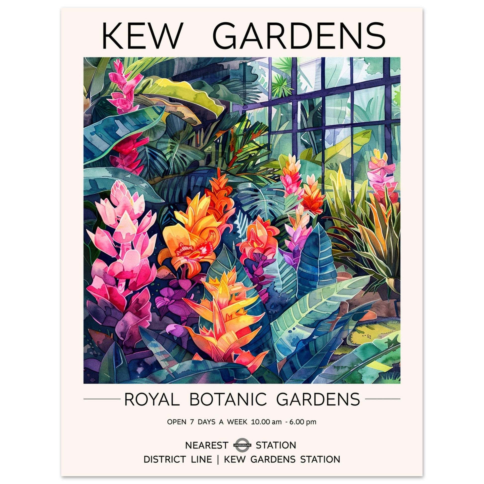 Kew Gardens London - Temperate House, Kew Garden Art Print, Kew Garden Poster, London Kew Garden, #illieeart