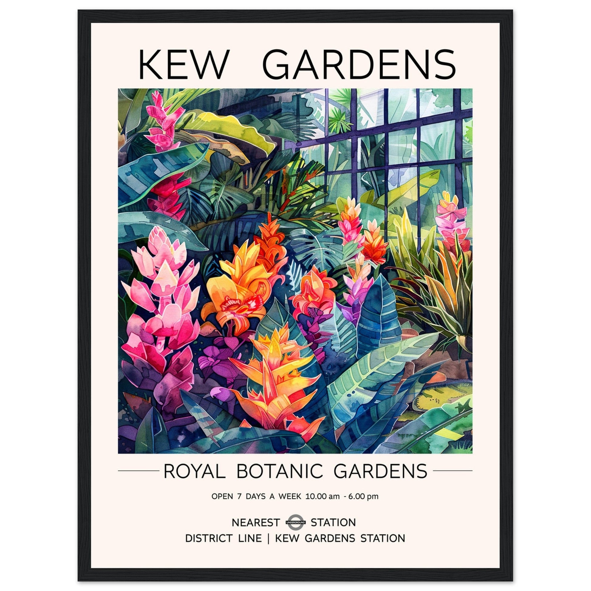 Kew Gardens London, Temperate House, Framed Print, botanical art print, Kew Garden Poster, Temperate House, #illieeart
