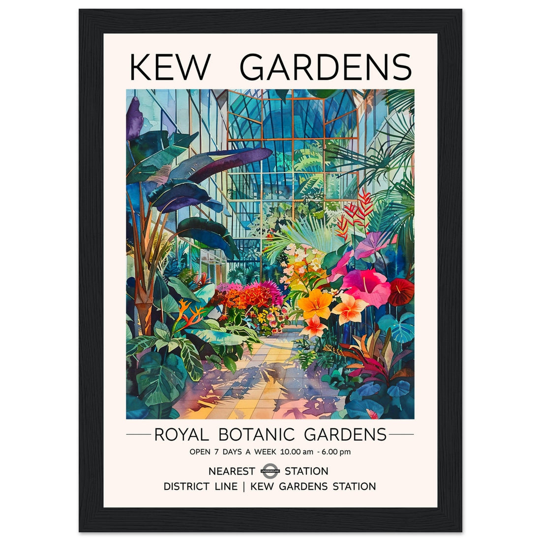 Kew Gardens, The Glass House - Framed Print, Kew Gardens, London Print, The Glass House, #illieeart