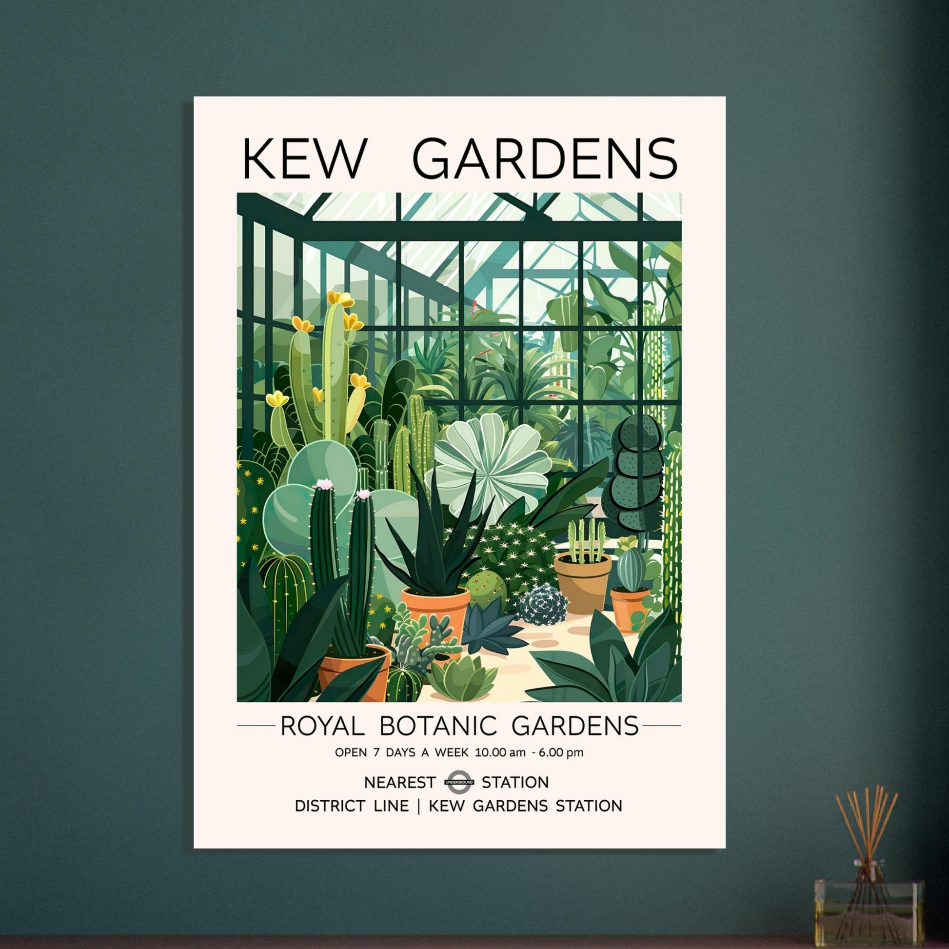 Kew Gardens London - The Cactus House Print, Botanical Print, Cactus Print, floral poster, #illieeart