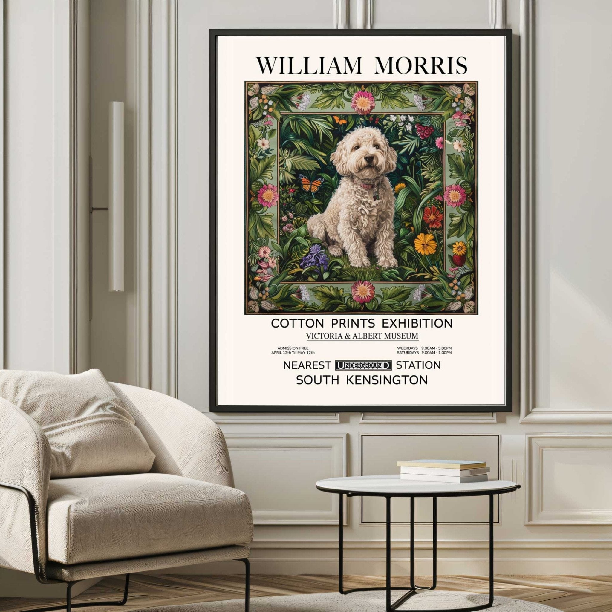 William Morris Style Print | Labradoodle Wall Art | illiee art