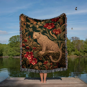 Leopard Print Cotton Woven Blanket