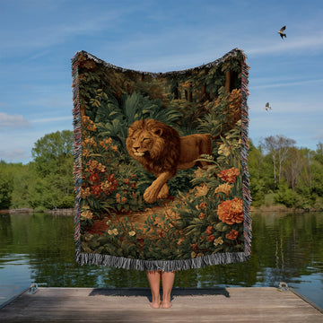 lion tapestry blanket woven throw
