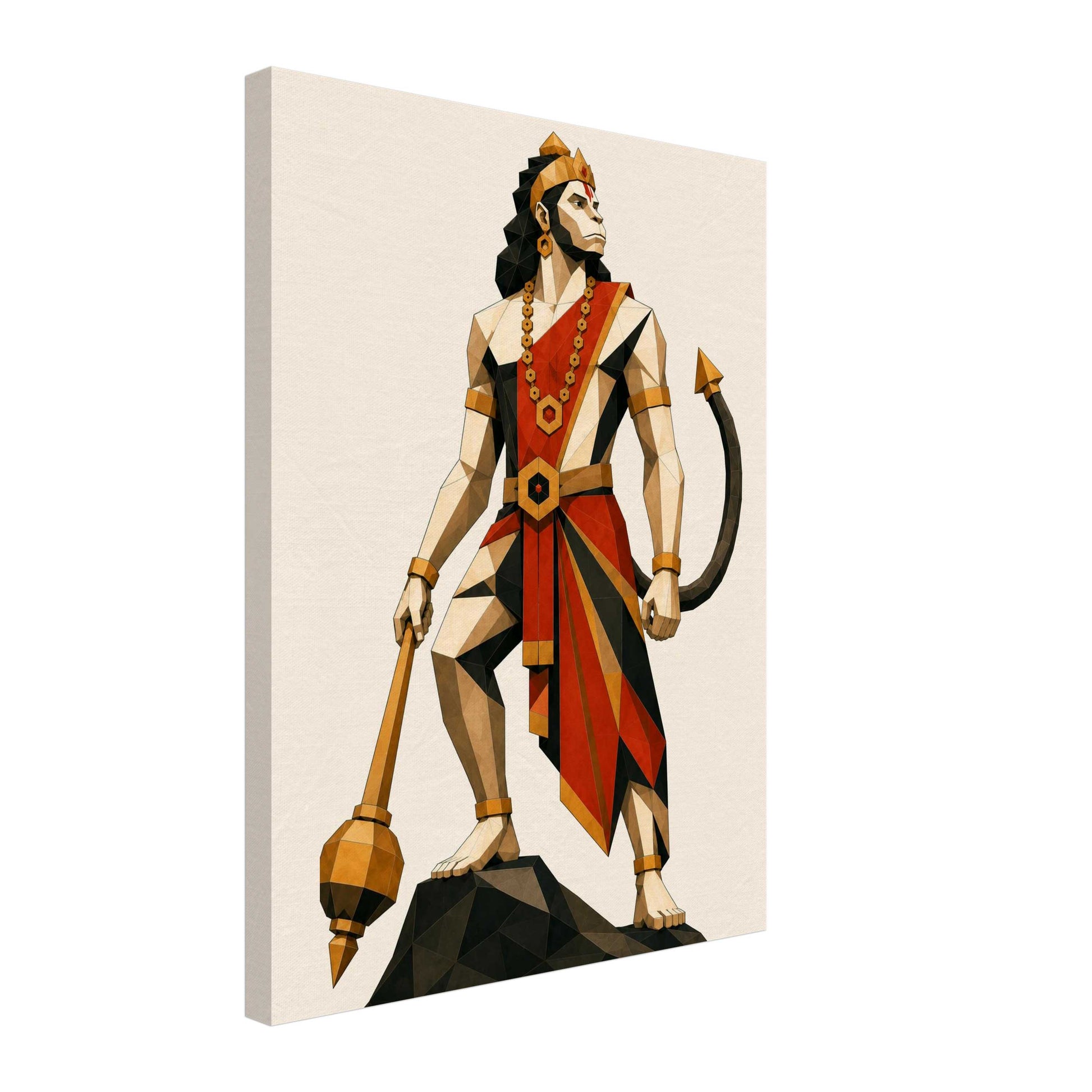Modern Lord Hanuman  gallery wrap canvas wall art print for home decor, showing the deity in a majestic warrior pose.