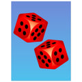 Lucky Me, Luck Me Art Print, Red and Blue Motif, Red Dot Dice, #illieeart