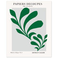 Green botanical Matisse print with abstract leaf shapes on a light background