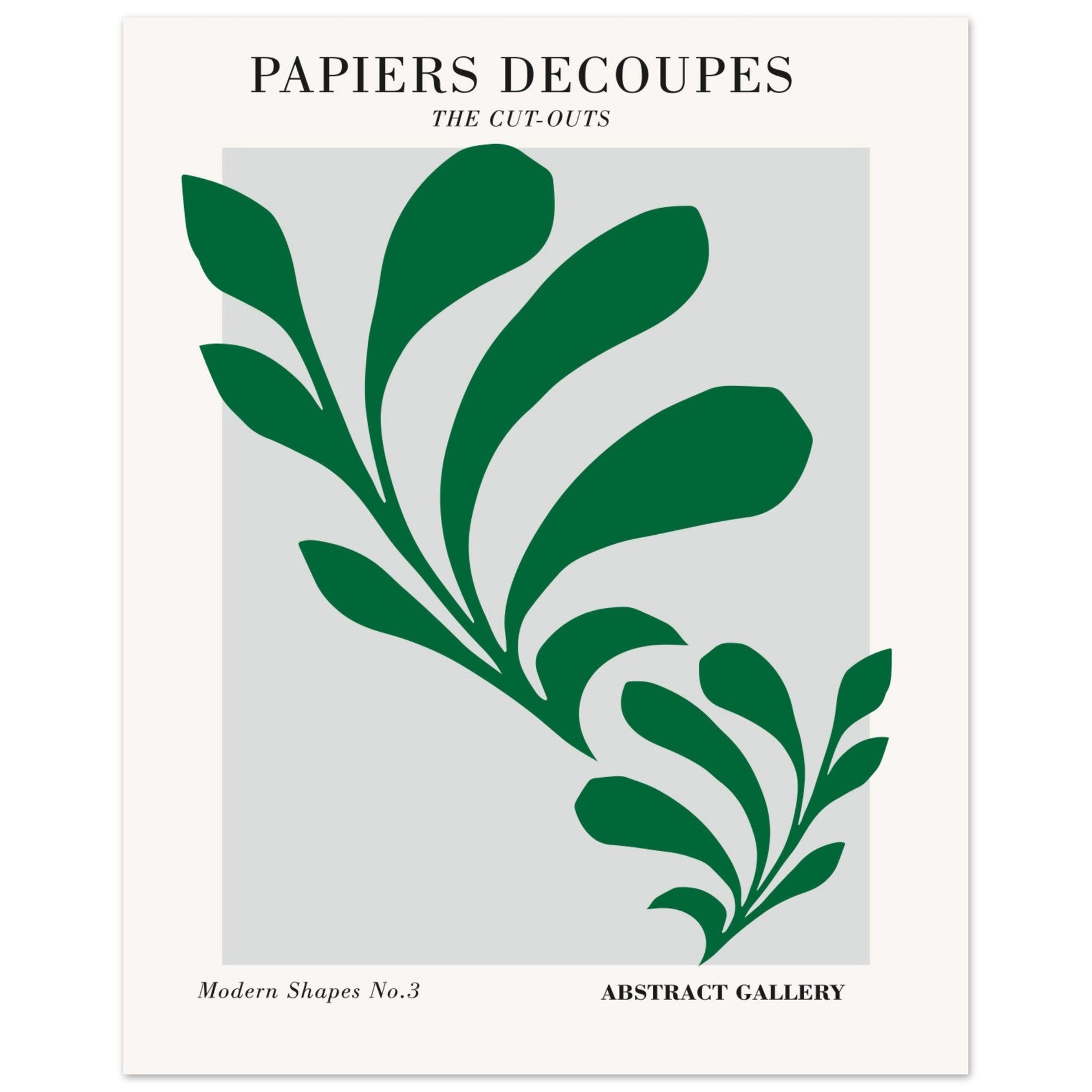 Green botanical Matisse print with abstract leaf shapes on a light background