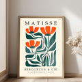 Matisse orange flower print with orange flowers and green leaves. Henri Matisse print, botanical wall art, floral wall art, flower wall art, Matisse poster, botanical print and mid century wall art