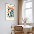 Matisse orange flower print with orange flowers and green leaves. Henri Matisse print, botanical wall art, floral wall art, flower wall art, Matisse poster, botanical print and mid century wall art