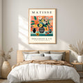 Matisse floral still life print with colourful flowers in a striped vase