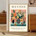 Matisse floral still life print with colourful flowers in a striped vase