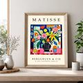 Matisse floral still life print with colourful flowers in a black vase