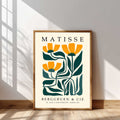 Matisse Yellow flower print with orange flowers and green leaves. Henri Matisse print, botanical wall art, floral wall art, flower wall art, Matisse poster, botanical print and mid century wall art