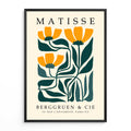 Matisse Yellow flower print with orange flowers and green leaves. Henri Matisse print, botanical wall art, floral wall art, flower wall art, Matisse poster, botanical print and mid century wall art