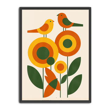 70's retro mid century bird prints