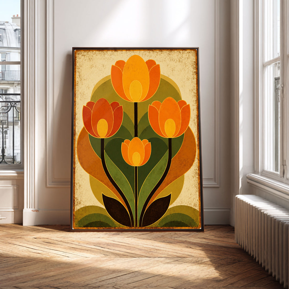 Mid Century Print Retro Floral Wall Art
