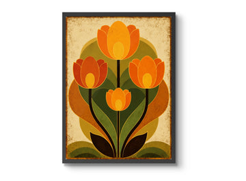 Mid Century Print Retro Floral Wall Art