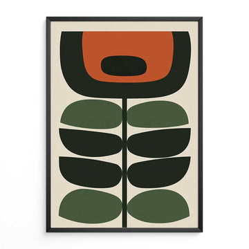Mid Century Print Retro Botanical Art. Available as premium wall art and framed prints.