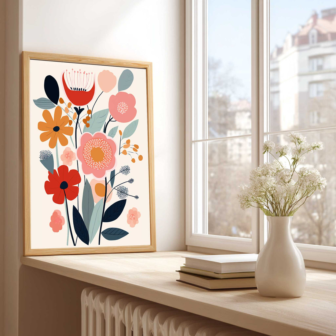 Mid Century Print Retro Flowers