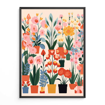 Mid Century Print Boho Flowers
